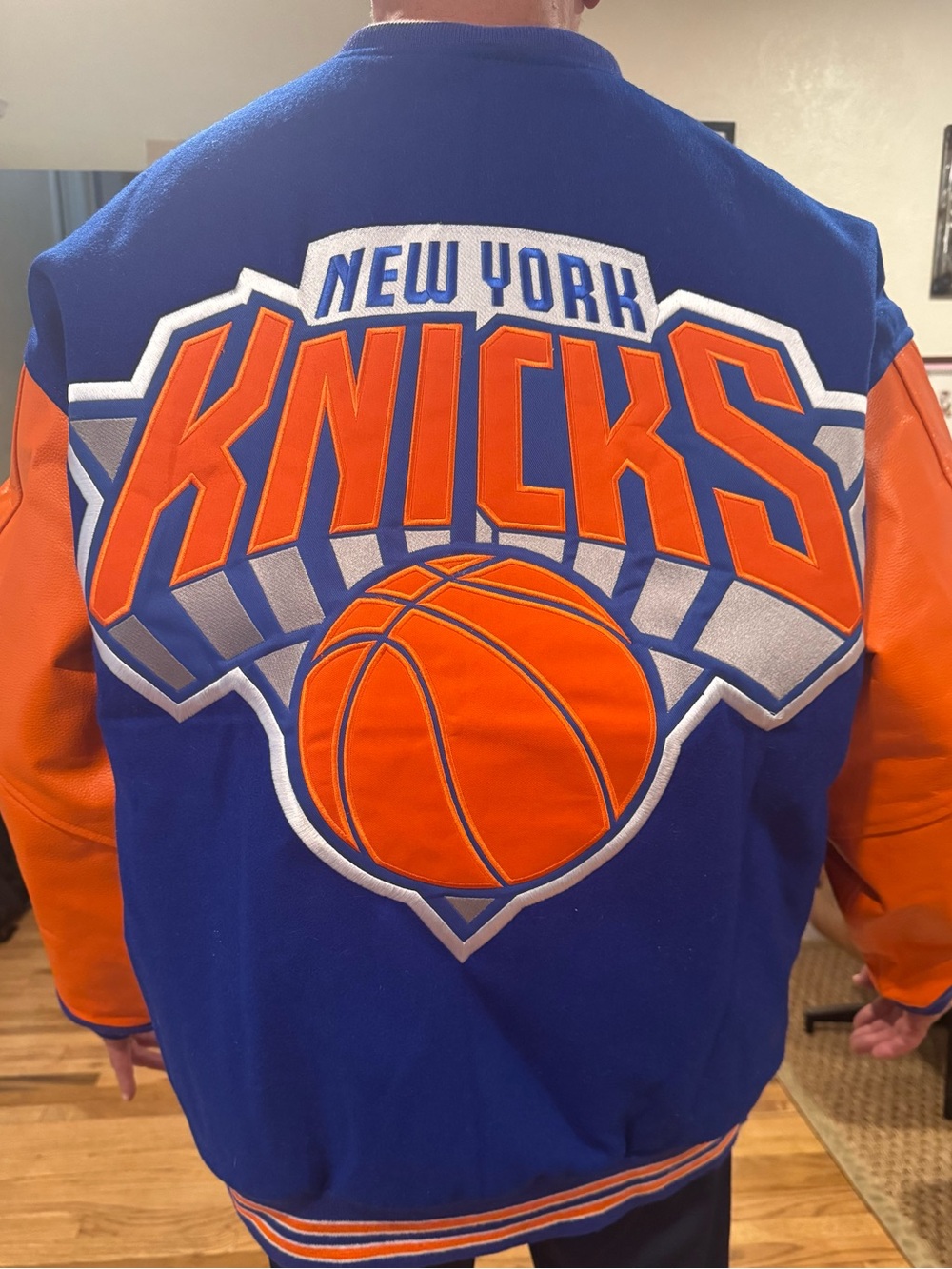 New York Knicks Blue & Orange Varsity Bomber Jacket